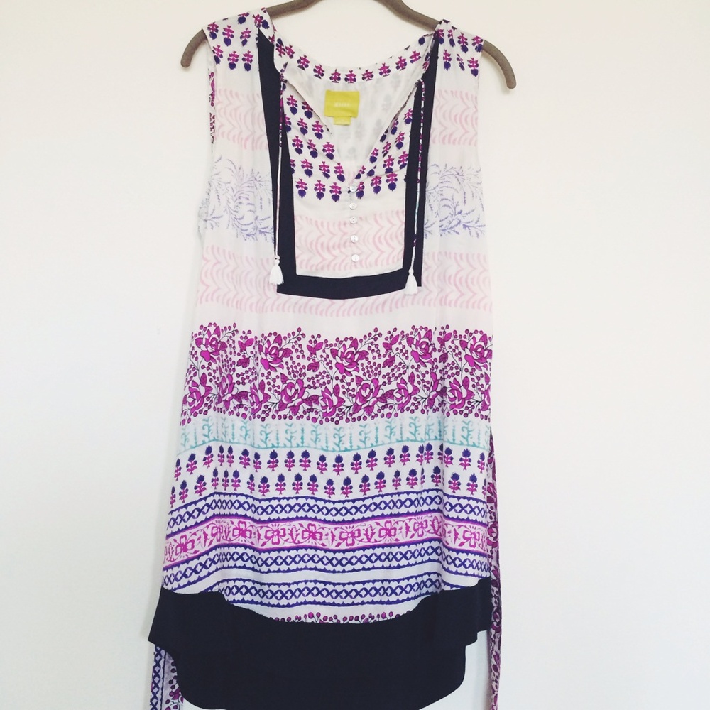 Anthropologie mixed print sleeveless top without belt
